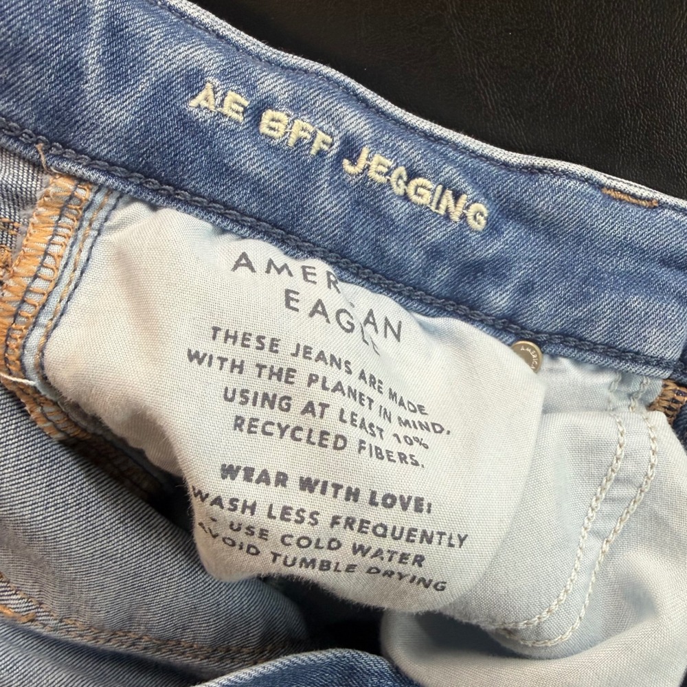 American Eagle Luxe Stretch Jeans Women Medium Short Light Blue High Rise Skinny - Picture 10 of 11